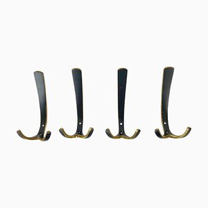 4 Wall-Mounted Brass Hooks by Hertha Baller, Austria, 1950s, Set of 4-BAF-763509