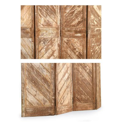 4-Wing Wooden Screen with Patina-Finish, 1940s-NQ-654890