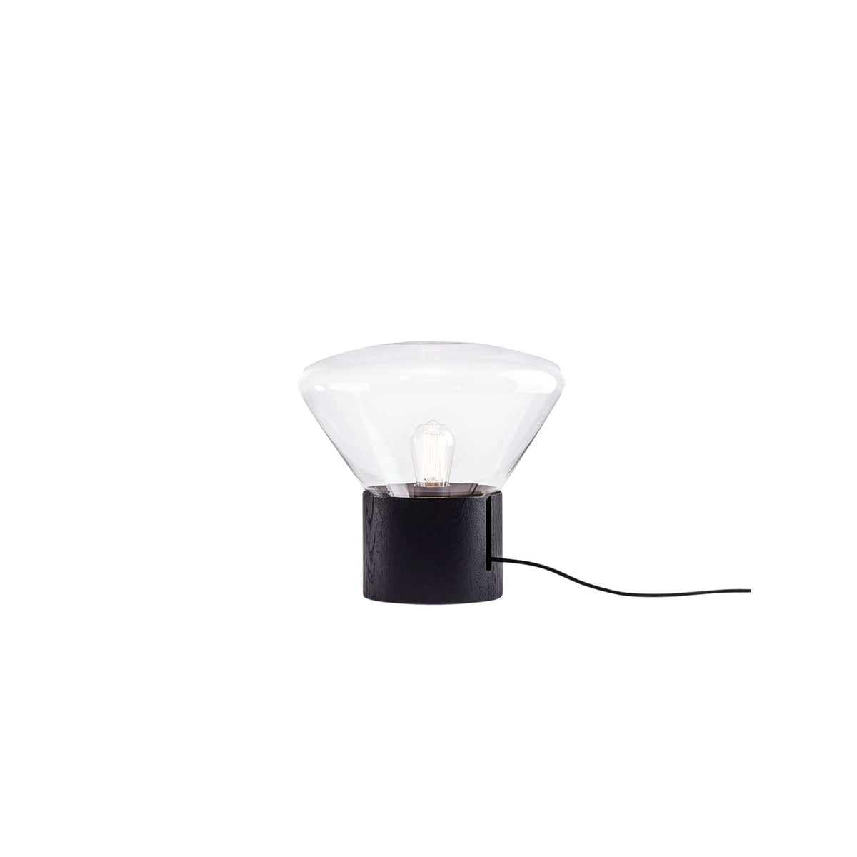 Muffins Wood 01 Table/ Floor Lamp Brown Glass/Natural Oak with Black Cord