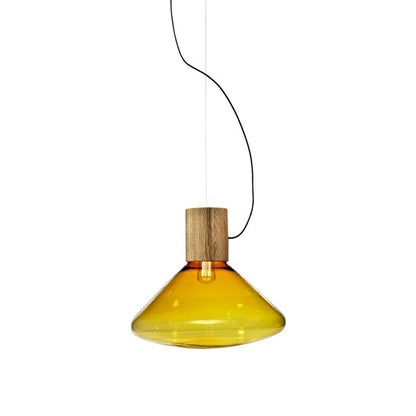 Muffins Wood 03B Pendant Brown Glass/Natural Oak with Black Cord