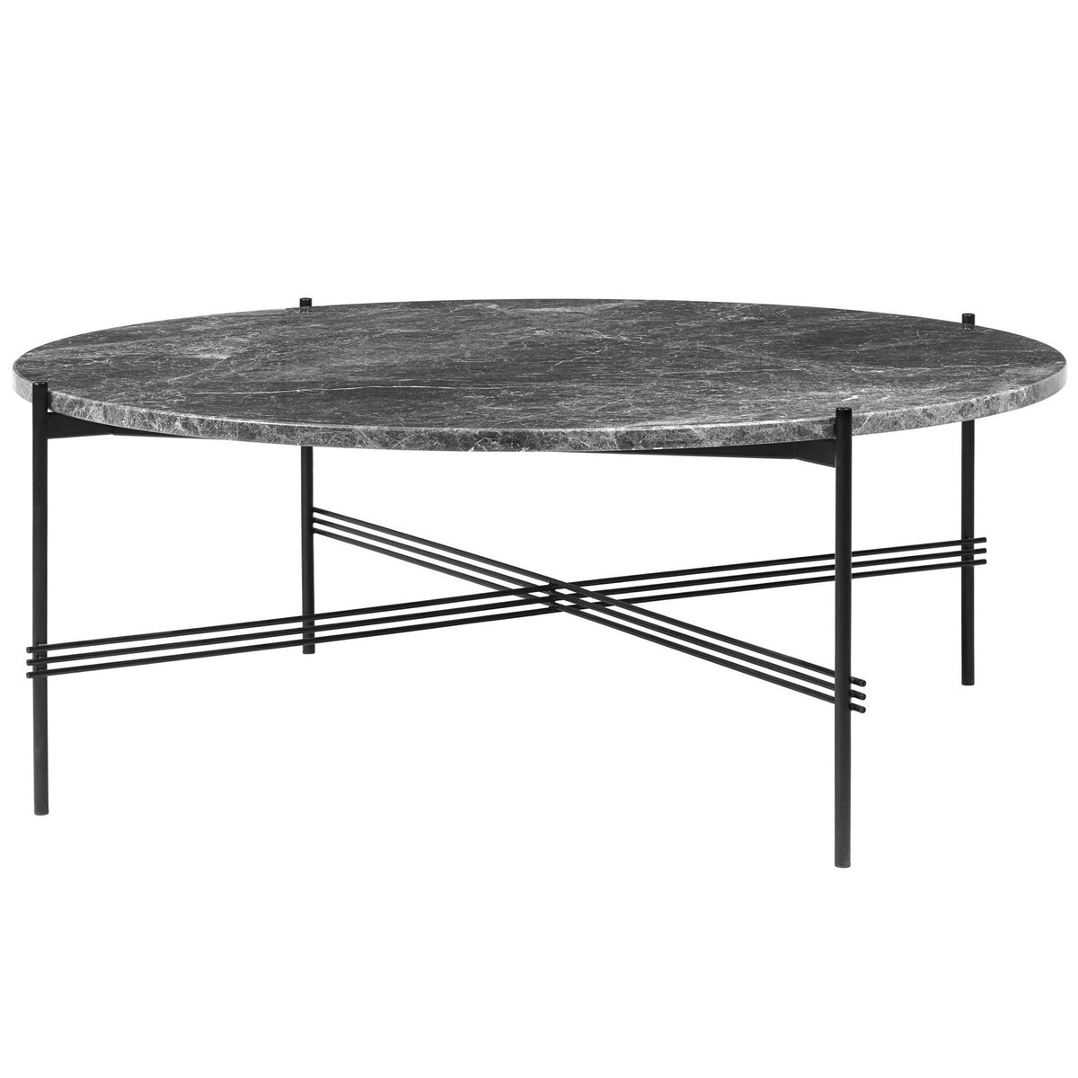 TS Coffee Table Round Ø105 Black/ Gray Emperador Marble