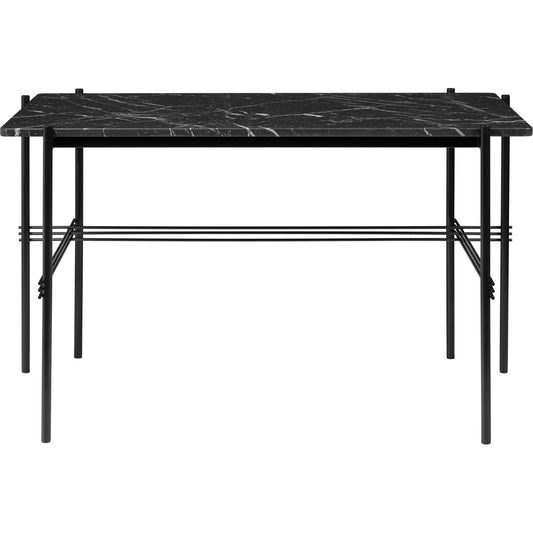 TS Desk 120 x 60 cm w. Black Base and Black Marquina Marble Top