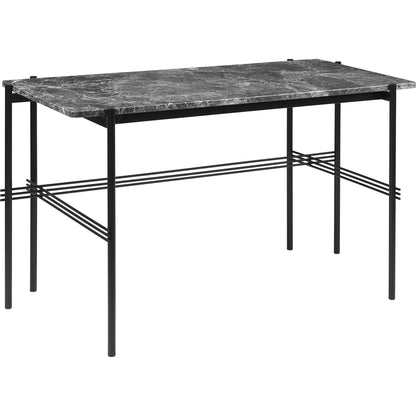 TS Desk 120x60 Polished Steel/White Carrara Marble