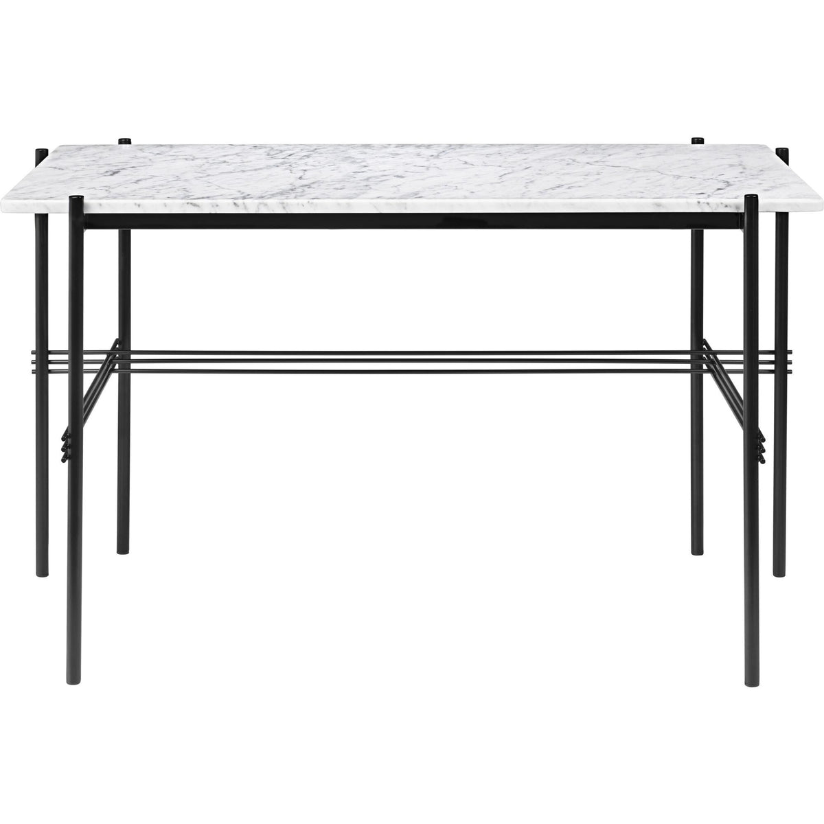 TS Desk 120 x 60 cm w. Black Base and White Carrara Marble Top