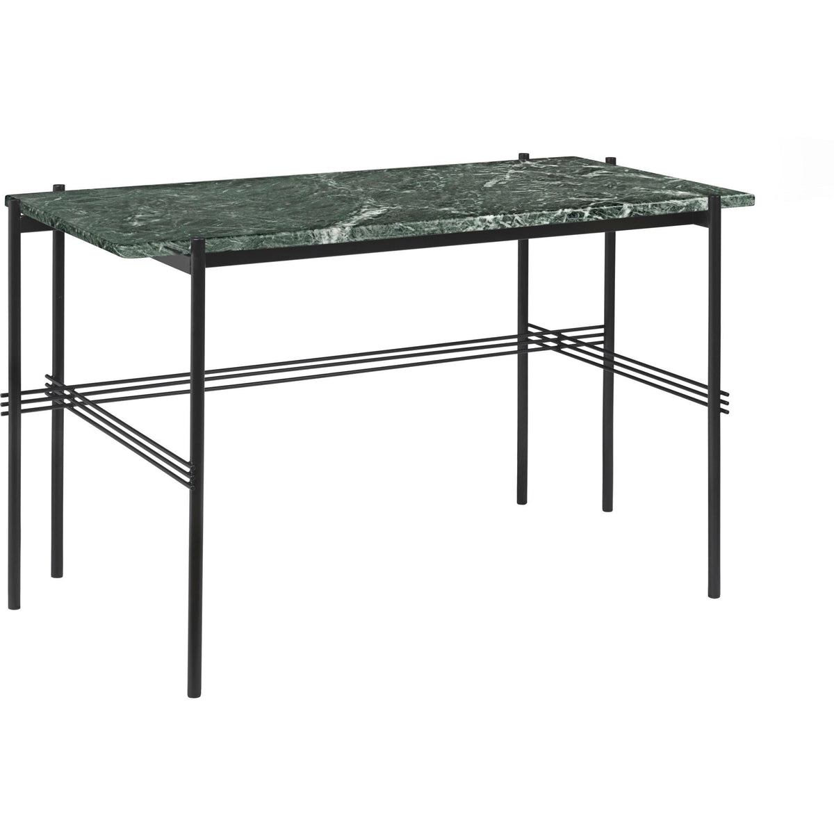 TS Desk 120 x 60 cm w. Black Base and White Carrara Marble Top