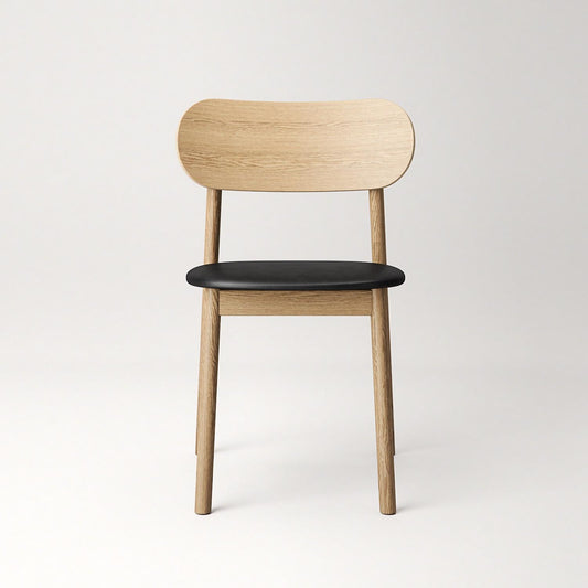 Decotique Elephant Dining Chair Natural Oak/Black Leather