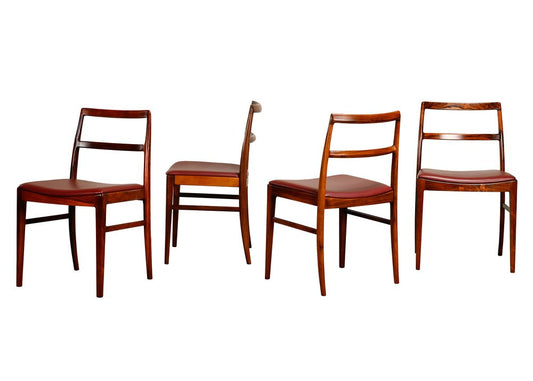 430 Dining Chairs in Aubergine Leather by Arne Vodder for Sibast Furniture, 1960s, Set of 4