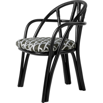 Bistra Dining Chair With Armrests Ebony Painted Rattan/Reales Limonta 003