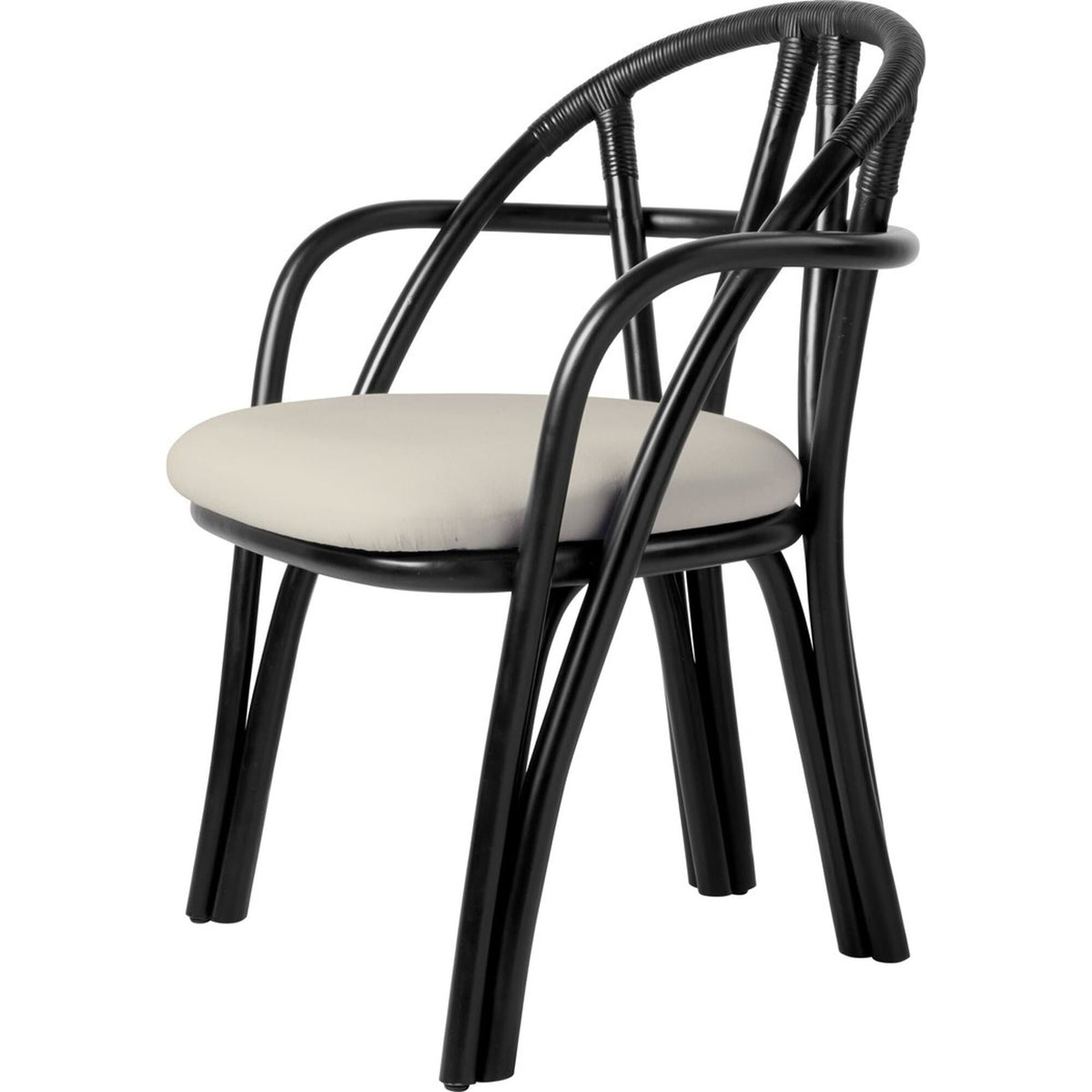 Bistra Dining Chair With Armrests Ebony Painted Rattan/Reales Limonta 003
