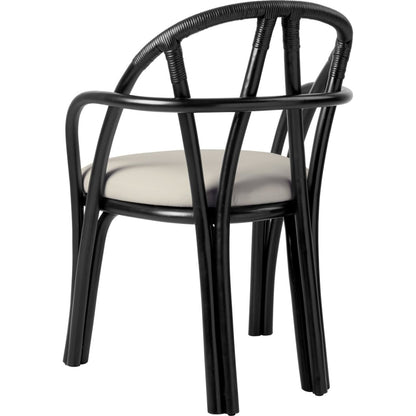 Bistra Dining Chair With Armrests Ebony Painted Rattan/Fustagno Limonta 001