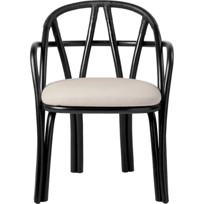 Bistra Dining Chair With Armrests Ebony Painted Rattan/Fustagno Limonta 001