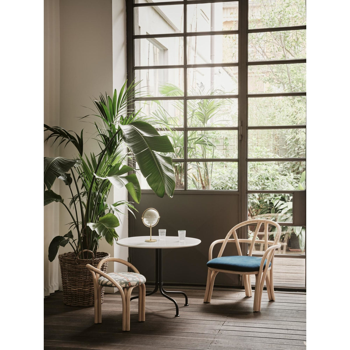 Bistra Dining Chair With Armrests Ebony Painted Rattan/Fustagno Limonta 001