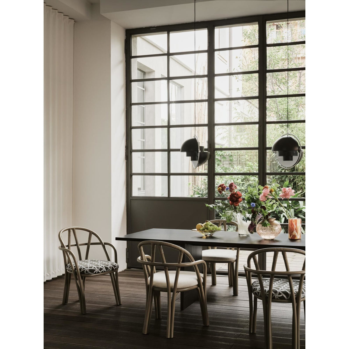 Bistra Dining Chair With Armrests Natural Lacquered Rattan/Reales Limonta 002