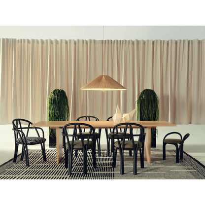 Bistra Dining Chair With Armrests Natural Lacquered Rattan/Fustagno Limonta 002
