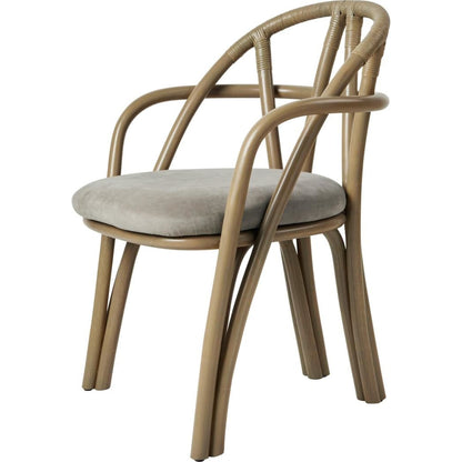 Bistra Dining Chair With Armrests Olive Stained Rattan/Fustagno Limonta 003
