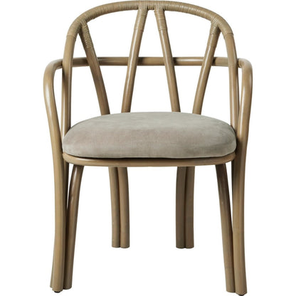 Bistra Dining Chair With Armrests Olive Stained Rattan/Fustagno Limonta 003