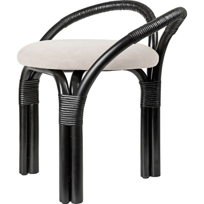 Bistra Stool Ebony Painted Rattan/Fustagno Limonta 001
