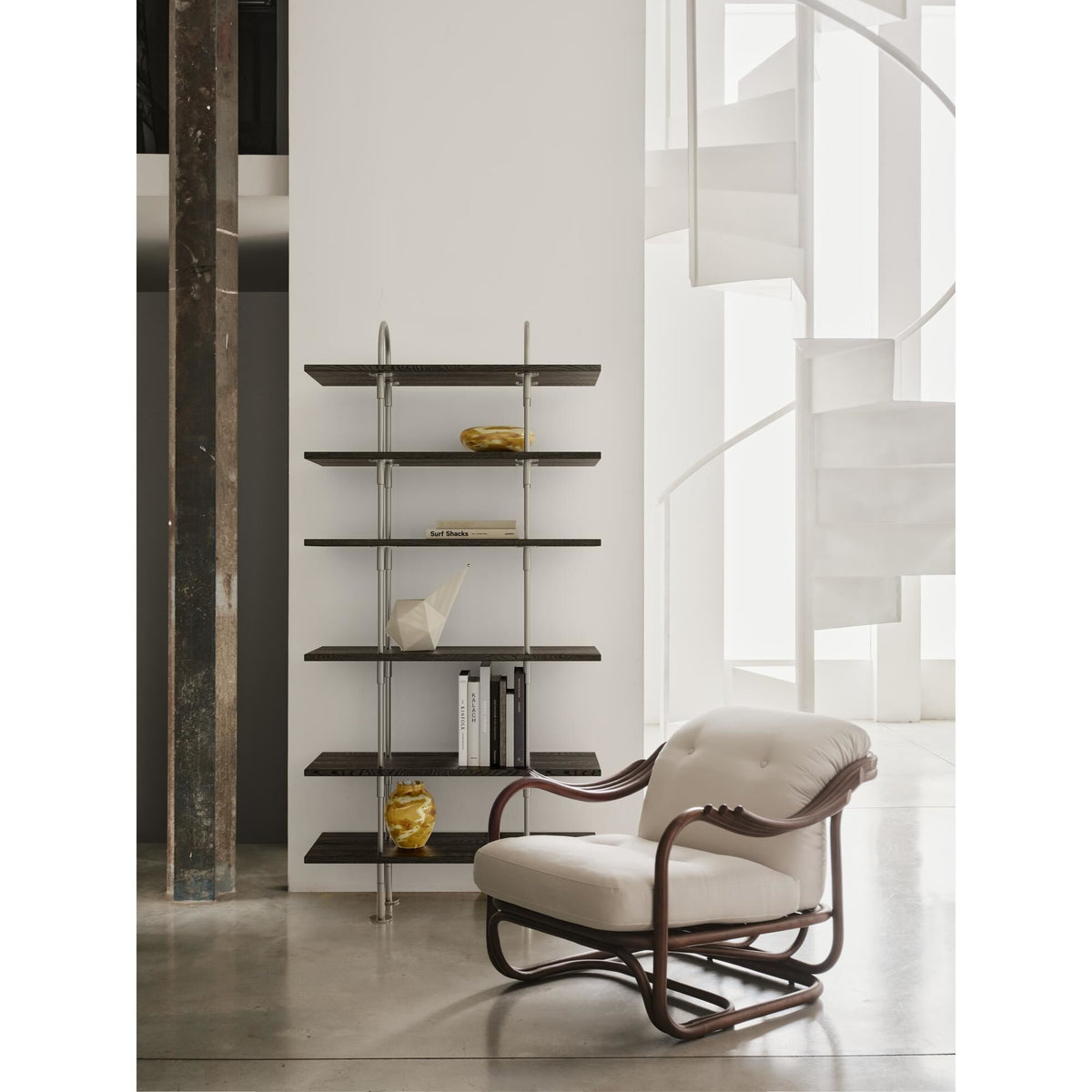 Poltrone Tria Armchair Dark Rattan/Bouclé 001