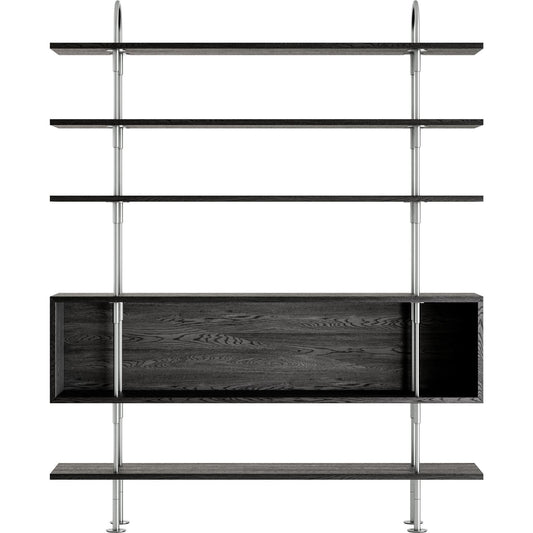 Keen 160 Shelving System 4 Shelves & Box Stainless Steel/Ash Veneer