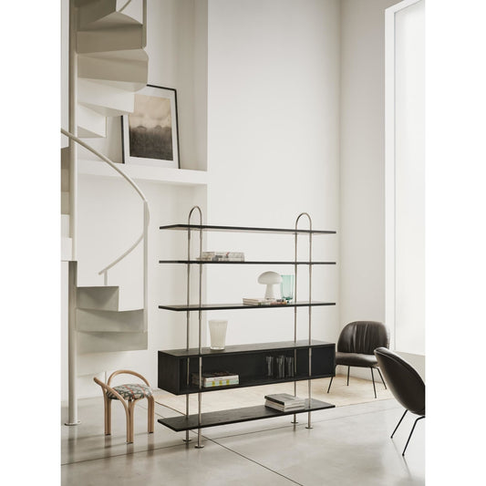 Keen 160 Shelving System 4 Shelves & Box Stainless Steel/Ash Veneer