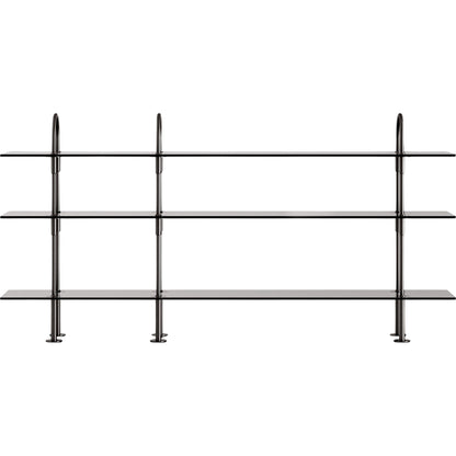 Keen 208 Shelving System 3 Black Brass/ Smoked Glass
