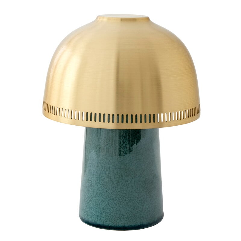 Raku SH8 portable table lamp by &Tradition #blue green - brass #