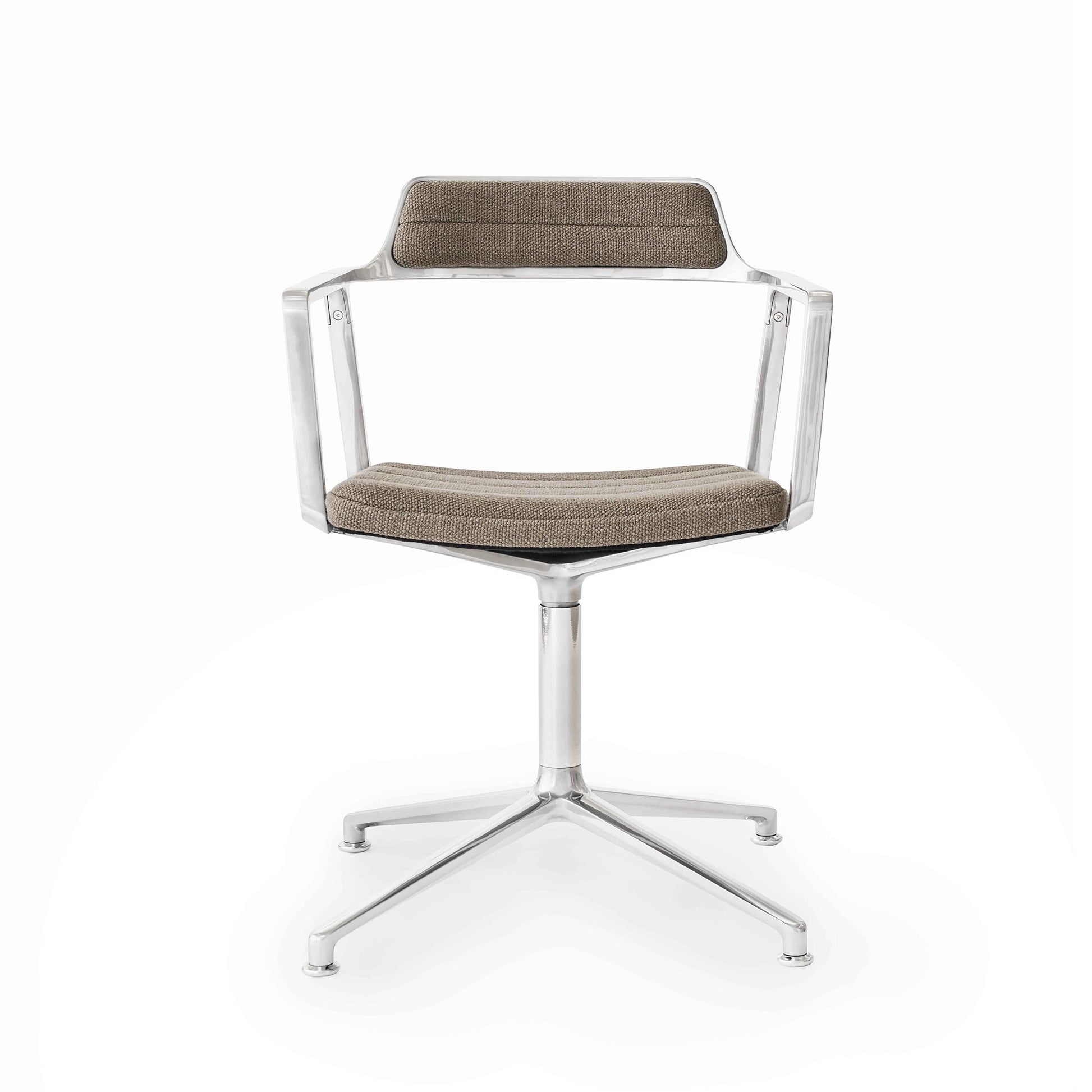 452 Swivel Chair by VIPP #Silver / Dark Sand / With floor sliders