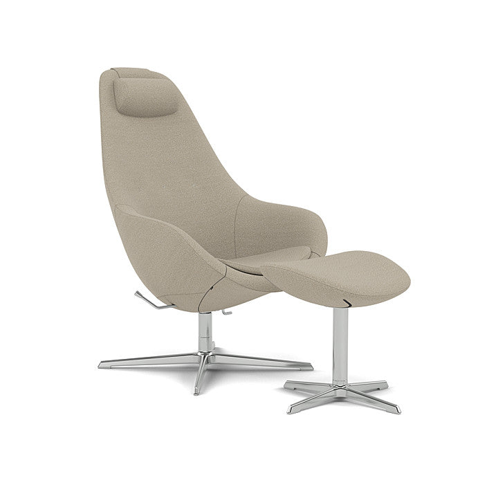 Kokon™ - Swivel armchair with 4-spoke base with armrests (Base - Chrome / Upholstery Material - Hallingdal 65)