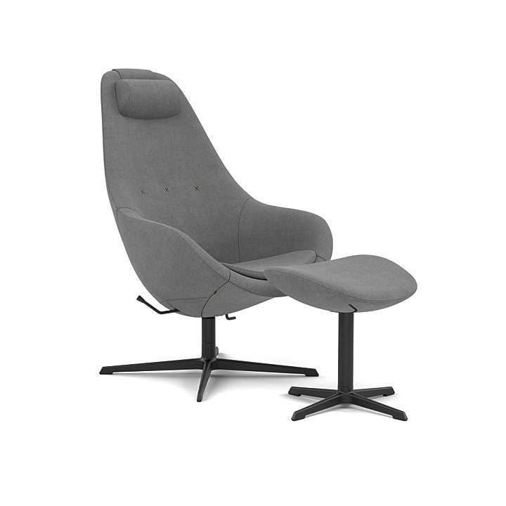 Kokon™ - Swivel armchair with 4-spoke base with armrests (Base - Matte Black / Upholstery Material - Fiord 2)