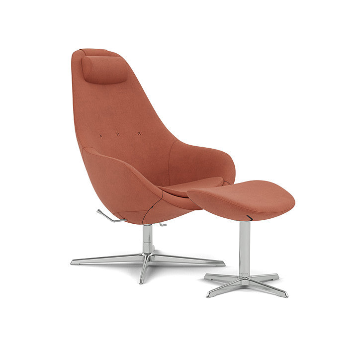 Kokon™ - Swivel armchair with 4-spoke base with armrests (Base - Chrome / Upholstery Material - Reflect)