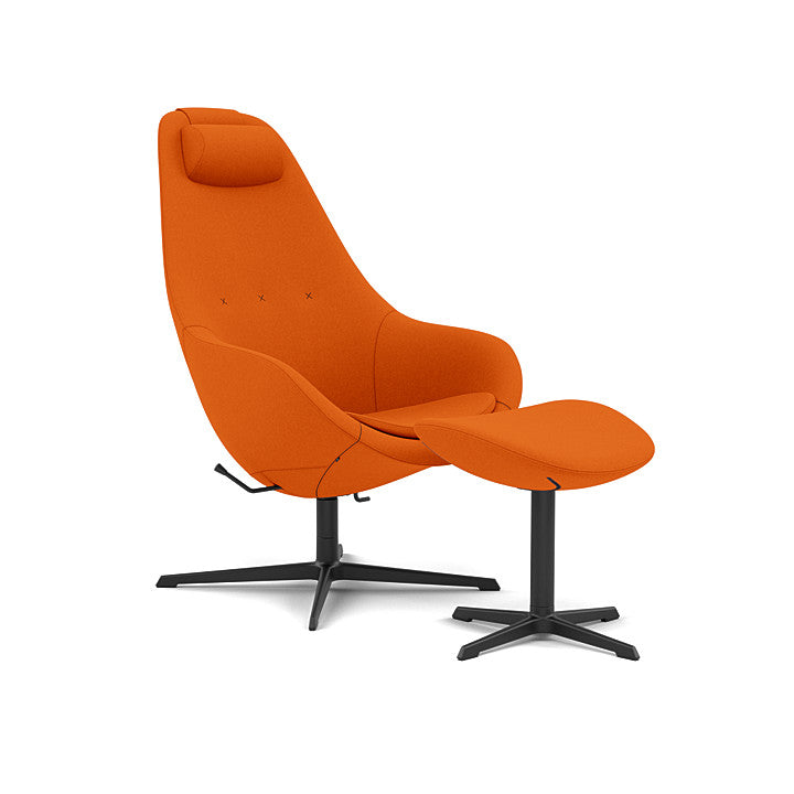 Kokon™ - Swivel armchair with 4-spoke base with armrests (Base - Matte Black / Upholstery Material - Divina 3)