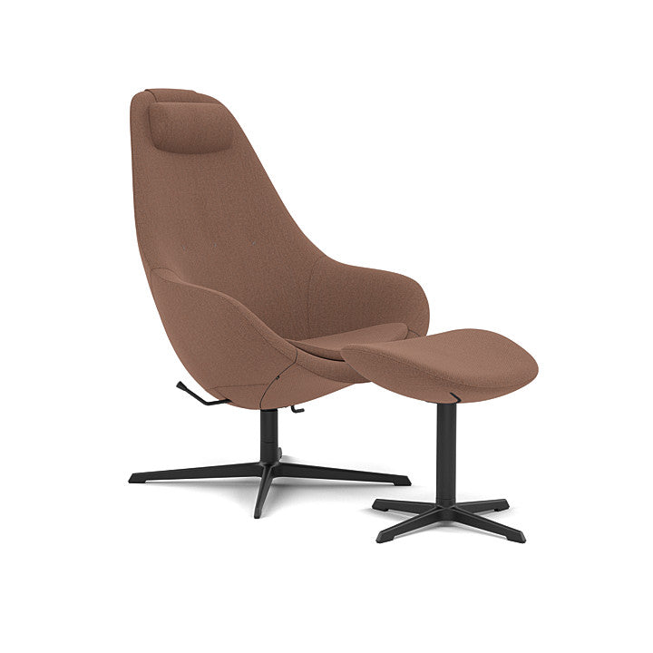 Kokon™ - Swivel armchair with 4-spoke base with armrests (Base - Matte Black / Upholstery Material - Re-Wool)