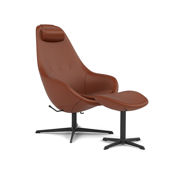 Kokon™ - Swivel armchair with 4-spoke base with armrests (Base - Matte Black / Upholstery Material - NOIR)