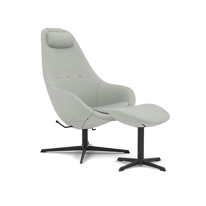 Kokon™ - Swivel armchair with 4-spoke base with armrests (Base - Matte Black / Upholstery Material - Divina Melange)