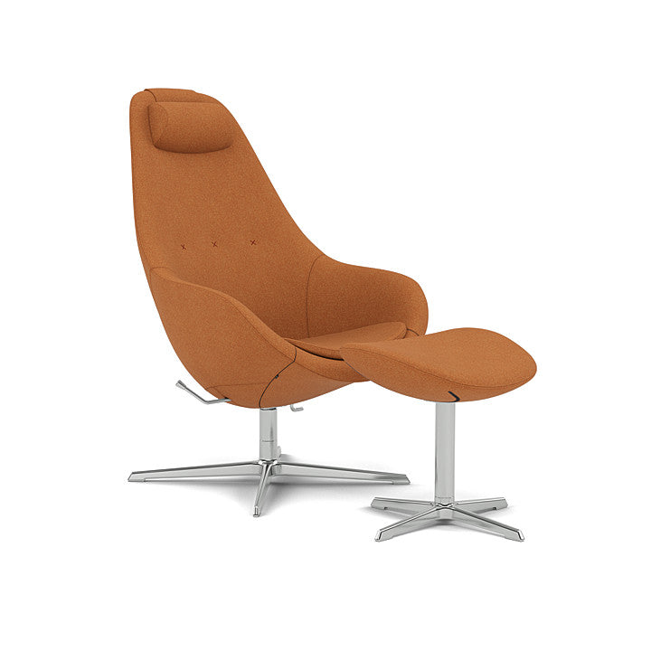 Kokon™ - Swivel armchair with 4-spoke base with armrests (Base - Chrome / Upholstery Material - Melange Nap)