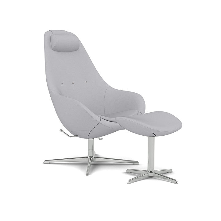 Kokon™ - Swivel armchair with 4-spoke base with armrests (Base - Chrome / Upholstery Material - Reflect)