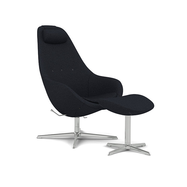 Kokon™ - Swivel armchair with 4-spoke base with armrests (Base - Chrome / Upholstery Material - Hallingdal 65)