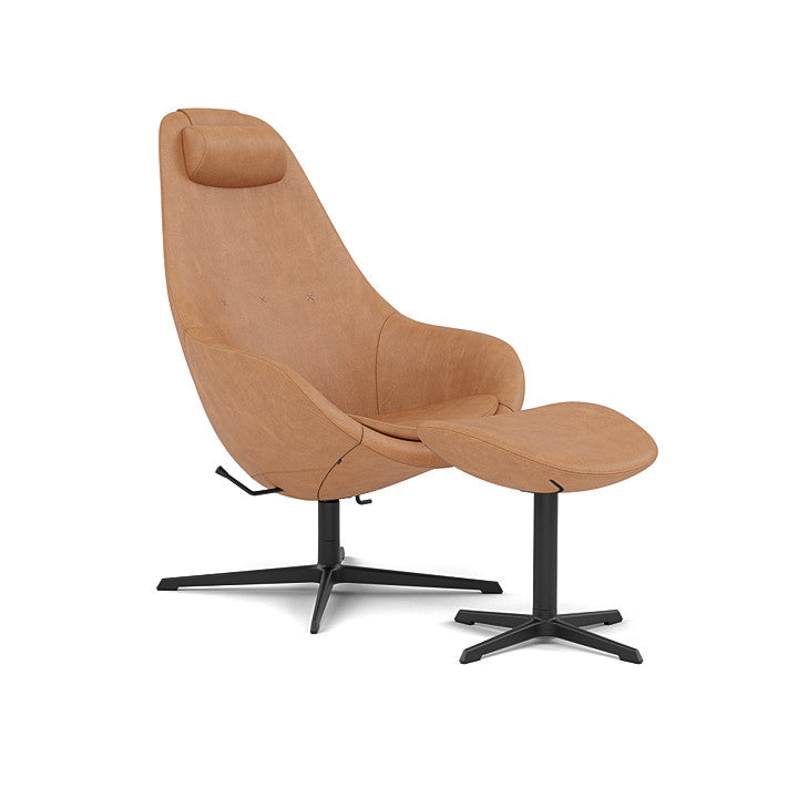 Kokon™ - Swivel armchair with 4-spoke base with armrests (Base - Matte Black / Upholstery Material - DUNES)