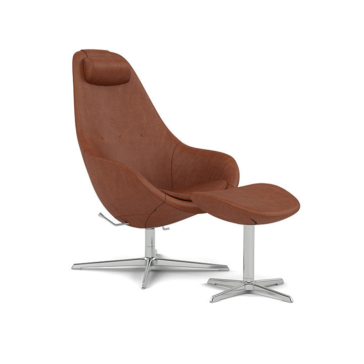 Kokon™ - Swivel armchair with 4-spoke base with armrests (Base - Chrome / Upholstery Material - DUNES)