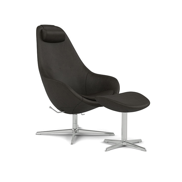 Kokon™ - Swivel armchair with 4-spoke base with armrests (Base - Chrome / Upholstery Material - DUNES)