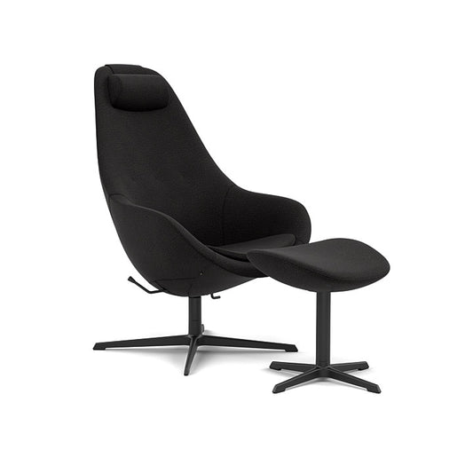 Kokon™ - Swivel armchair with 4-spoke base with armrests (Base - Matte Black / Upholstery Material - Re-Wool)