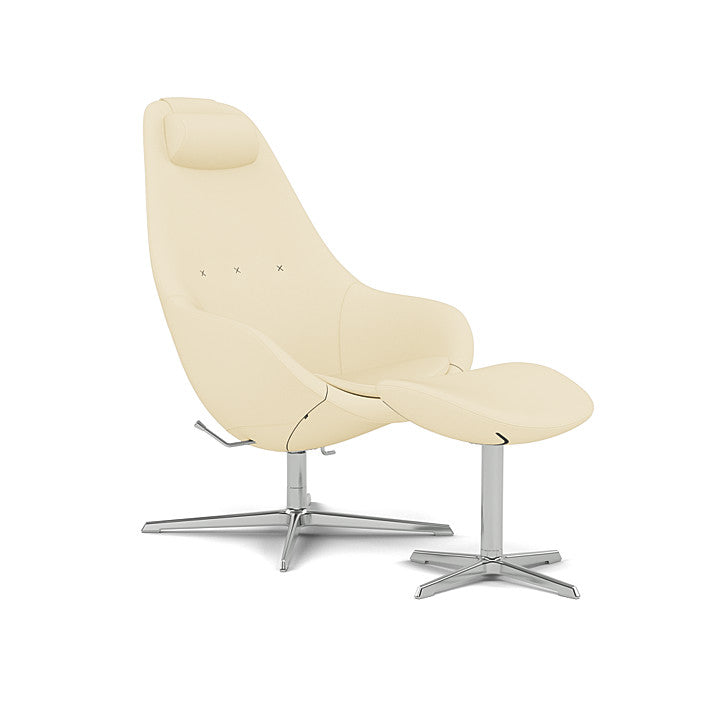 Kokon™ - Swivel armchair with 4-spoke base with armrests (Base - Chrome / Upholstery Material - Reflect)