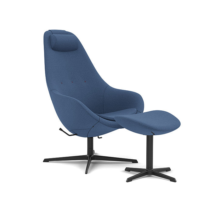 Kokon™ - Swivel armchair with 4-spoke base with armrests (Base - Matte Black / Upholstery Material - Vidar)