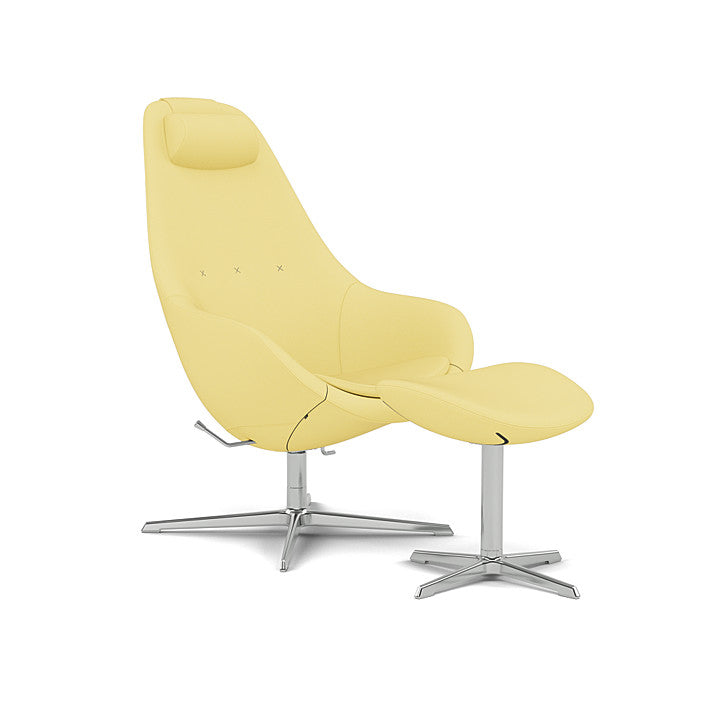 Kokon™ - Swivel armchair with 4-spoke base with armrests (Base - Chrome / Upholstery Material - Reflect)