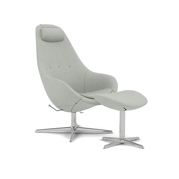 Kokon™ - Swivel armchair with 4-spoke base with armrests (Base - Chrome / Upholstery Material - Divina Melange)