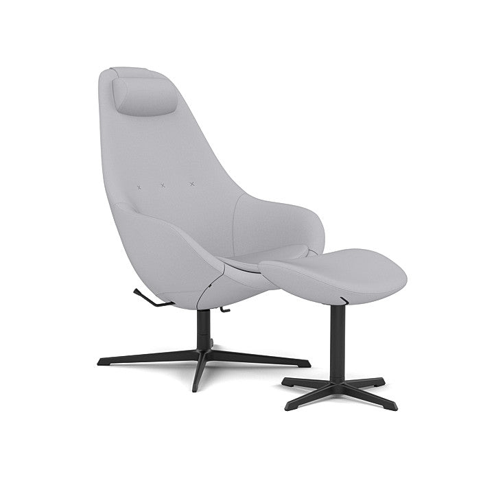 Kokon™ - Swivel armchair with 4-spoke base with armrests (Base - Matte Black / Upholstery Material - Reflect)