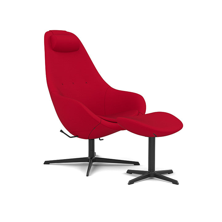 Kokon™ - Swivel armchair with 4-spoke base with armrests (Base - Matte Black / Upholstery Material - Reflect)