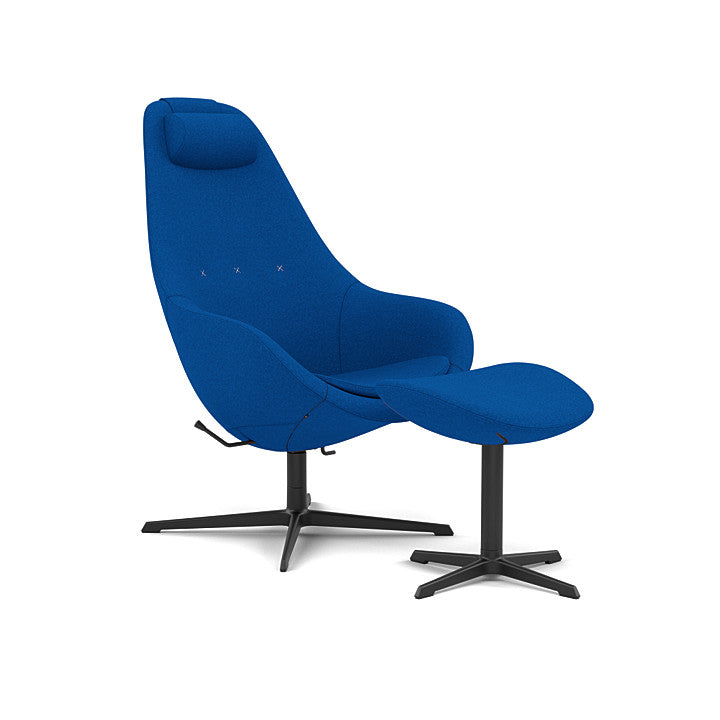 Kokon™ - Swivel armchair with 4-spoke base with armrests (Base - Matte Black / Upholstery Material - Divina Melange)