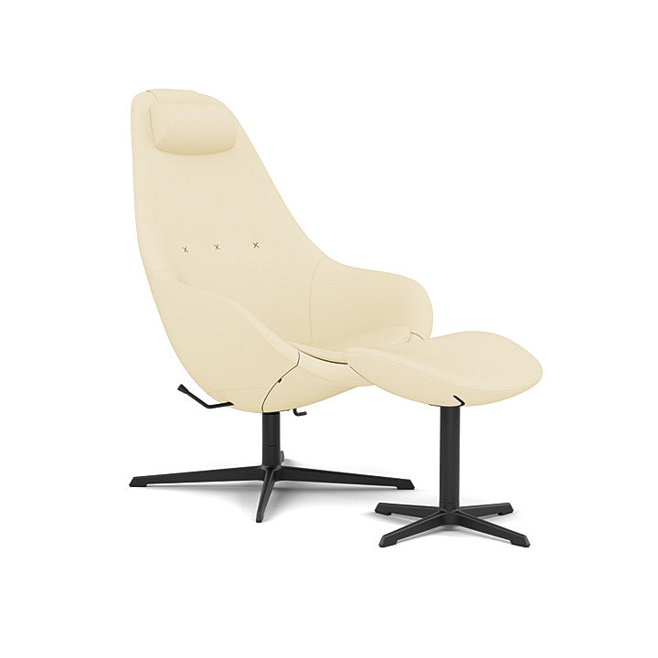 Kokon™ - Swivel armchair with 4-spoke base with armrests (Base - Matte Black / Upholstery Material - Reflect)