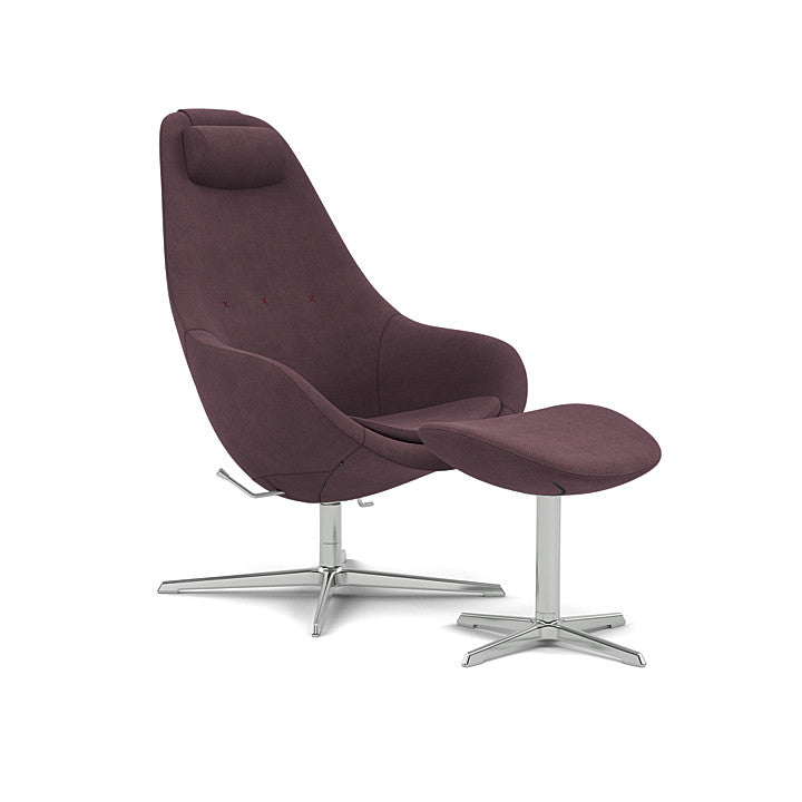 Kokon™ - Swivel armchair with 4-spoke base with armrests (Base - Chrome / Upholstery Material - Fiord 2)